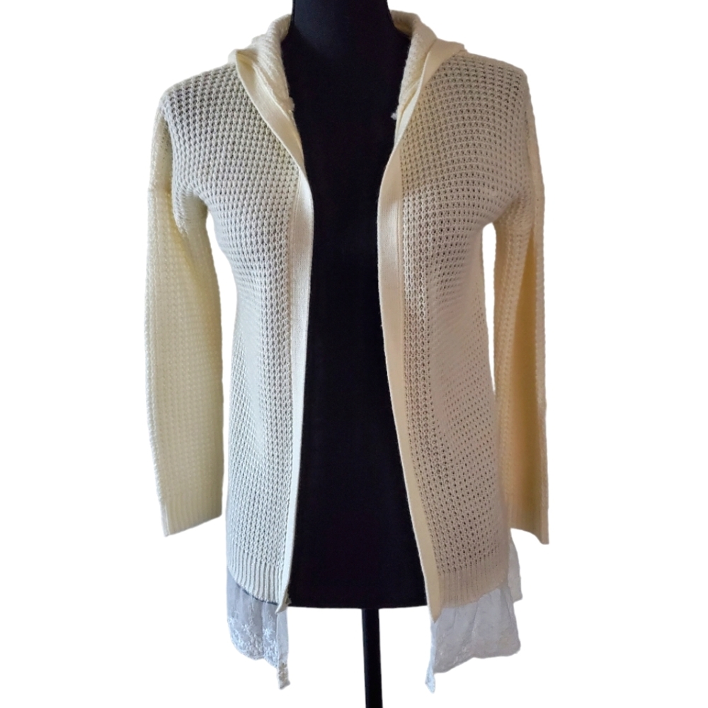 Sugar Rush ivory hoodie cardigan sweater